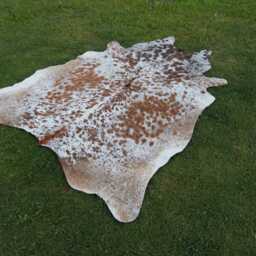 Genuine Brown & White Cowhide For Rustic Home Decor-Speckled Hair On Hide Living Room-Western Decor-Brazillian Floor Area Rug - thumbnail 2
