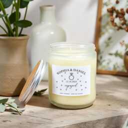 Personalized Engagement Candle, Engaged Candle With Name & Date, Party Keepsake, Gifts For Couple, Anniversary Gift