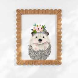 Hedgehog Watercolor Nursery Art, Print, Floral Girl Nursery Wall Art, Flower Crown Hedgehog, Woodland Baby Shower Room Decor - thumbnail 2