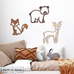Wooden Woodland Animal Trio Nursery Wall Decor Set - thumbnail 1