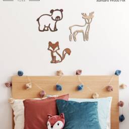 Wooden Woodland Animal Trio Nursery Wall Decor Set - thumbnail 3