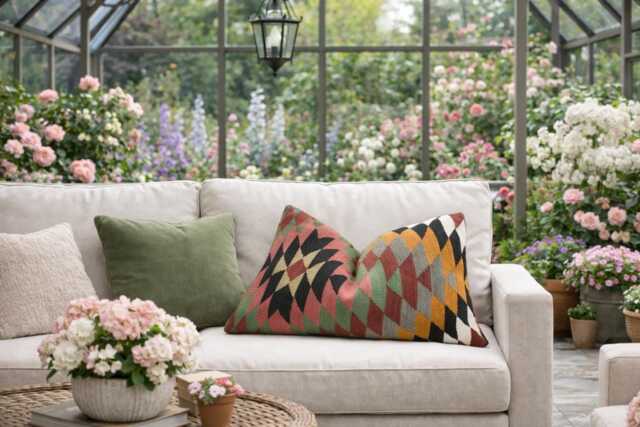 Vintage Kilim Pillow Cover, Handwoven Turkish Lumbar - 16x24 - image 1