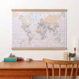 Classic Map Of The World Canvas Print - Free Shipping, Gift For Him, Her, Classic World Map, Wall Decor, Push Pin Map - thumbnail 3