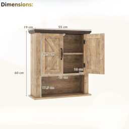Bathroom Wall Mounted Medicine Cabinet Storage Cabinet With Adjustable Shelf, Open Compartment & Double Doors - thumbnail 4