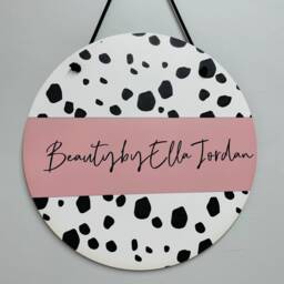 Dalmatian Nursery Decor Sign, Decor, Boys Wall Hanging, Name Round Spots - thumbnail 2