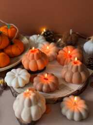 Handmade Pumpkin Soy Wax Candle Autumn Decor, Fall Gift - thumbnail 1