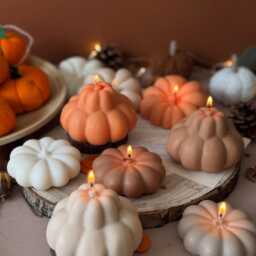 Handmade Pumpkin Soy Wax Candle Autumn Decor, Fall Gift - thumbnail 3