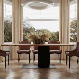 Hardwood Solid Oak Dining Table Steel Leg 059 - thumbnail 2