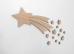 Wooden Shooting Star Wall Decor - Scandi Boho Nursery Art - thumbnail 1