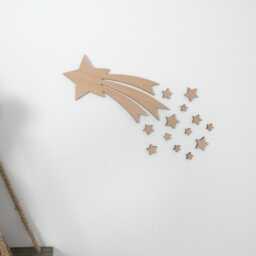 Wooden Shooting Star Wall Decor - Scandi Boho Nursery Art - thumbnail 2