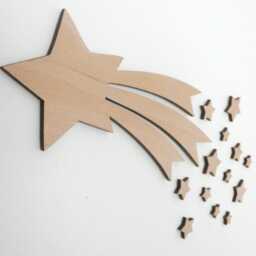 Wooden Shooting Star Wall Decor - Scandi Boho Nursery Art - thumbnail 3