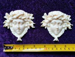 Pair Gilt Or White French Style Decorative Faces Wall Furniture Moulding Pediment Plastic Decoration - thumbnail 1