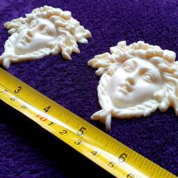 Pair Gilt Or White French Style Decorative Faces Wall Furniture Moulding Pediment Plastic Decoration - thumbnail 3