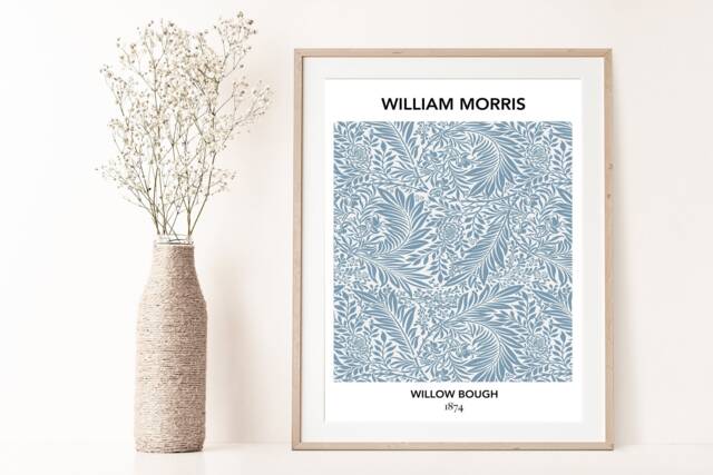 William Morris Print , Poster, Art, Wall Blue Wild Flowers Art Print, Fast Delivery - image 1
