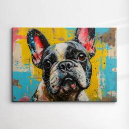 Colorful French Bulldog Abstract Modern Oil Painting Wall Art Framed Canvas Poster Print Home Kitchen Office Room Decor Dog Gift Ideas - thumbnail 3
