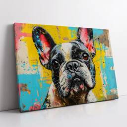 Colorful French Bulldog Abstract Modern Oil Painting Wall Art Framed Canvas Poster Print Home Kitchen Office Room Decor Dog Gift Ideas - thumbnail 2