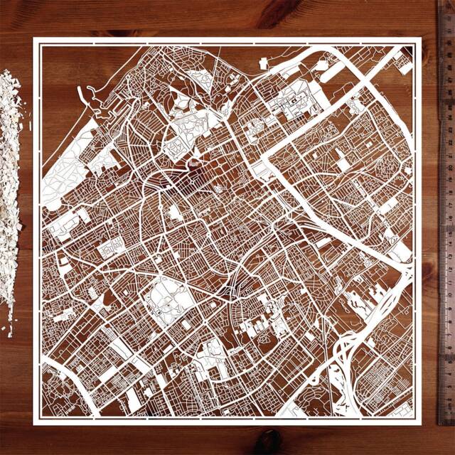 The Hague/Rotterdam, Paper Cut Map 12??12 In. Art Ideal Gifts - image 1