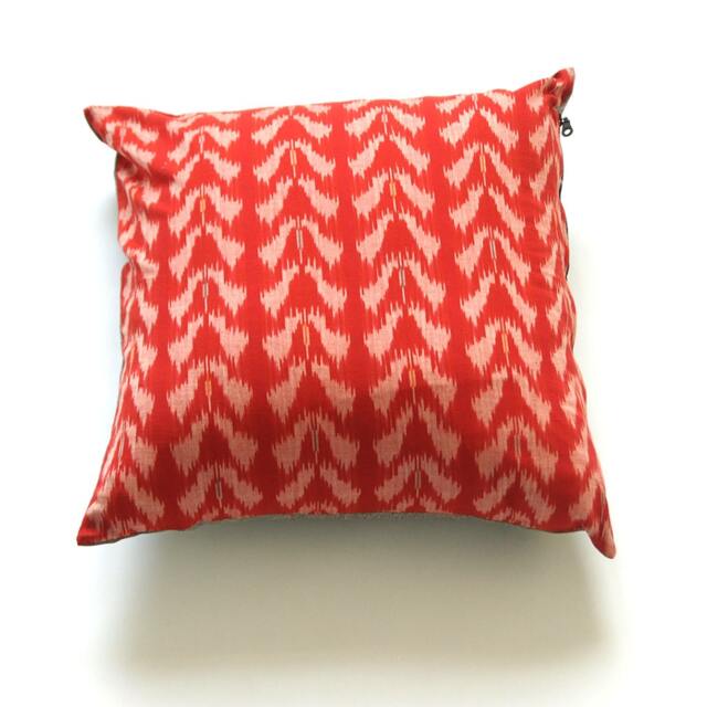 Pillow Cover - Orange Ikat Tulip - Handwoven - 20x20 Throw - image 1