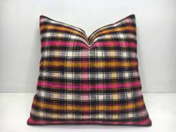 Vintage Kilim Pillow Cover, Bohemian Handwoven Throw, 16x16 - thumbnail 1