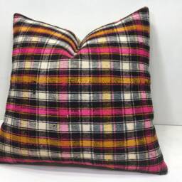 Vintage Kilim Pillow Cover, Bohemian Handwoven Throw, 16x16 - thumbnail 2