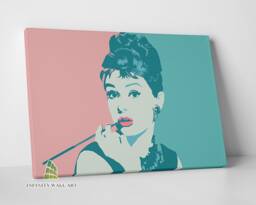 Audrey Hepburn Pink Teal Canvas Art Wall Print Picture Pop Fashion Framed Home Decor -D161