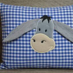 Pillow Donkey 3D Ears, Name Pillow, Baptism Birth Pillow Donkey, 30 X 25 cm, Children's Decorative Mule, Handmade - thumbnail 3