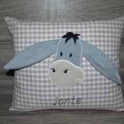 Pillow Donkey 3D Ears, Name Pillow, Baptism Birth Pillow Donkey, 30 X 25 cm, Children's Decorative Mule, Handmade - thumbnail 2