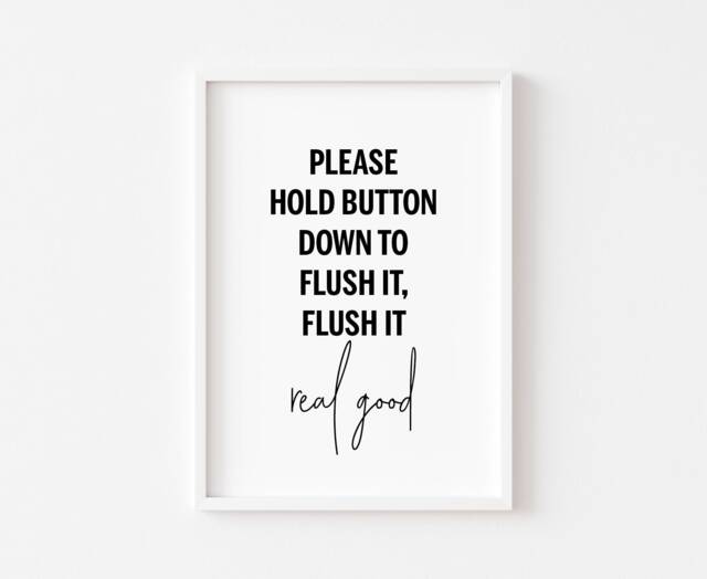 Bathroom Prints - Flush It Real Good Toilet Print Funny Minimalist Wall Art Decor