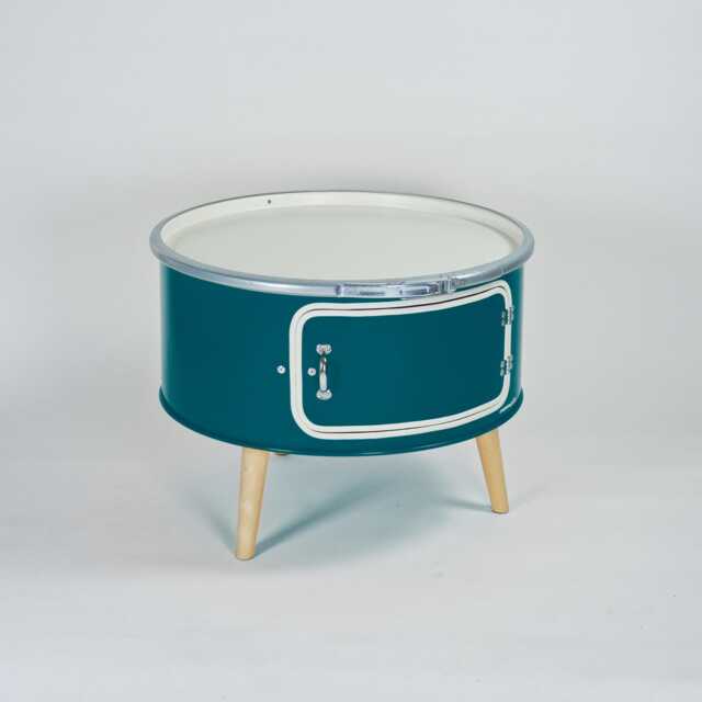 Betty With Door - Coffee Table From Oil Barrel - Industrial Handmade in Hamburg Loft Furniture Design Side - image 1