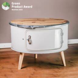 Betty With Door - Coffee Table From Oil Barrel - Industrial Handmade in Hamburg Loft Furniture Design Side - thumbnail 2