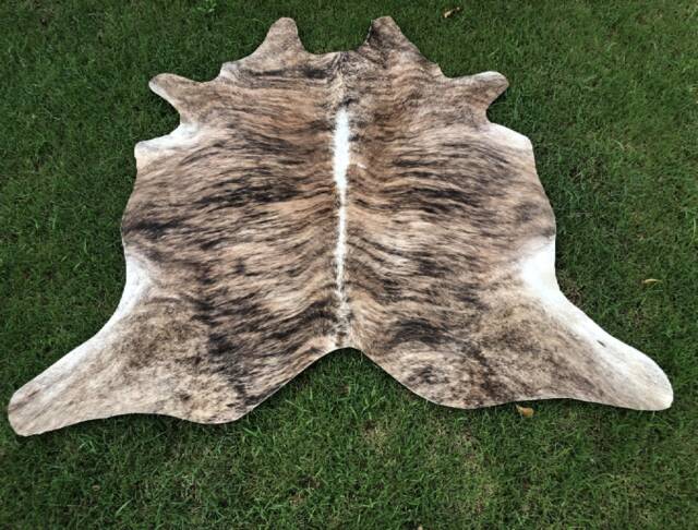 Brindle Tricolor 4Ft X Cowhide Rug, Tiger Print With Natural Hair On, Large Exotic Animal Area Bedroom Aesthetic Rugs - image 1