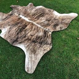 Brindle Tricolor 4Ft X Cowhide Rug, Tiger Print With Natural Hair On, Large Exotic Animal Area Bedroom Aesthetic Rugs - thumbnail 4