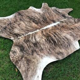 Brindle Tricolor 4Ft X Cowhide Rug, Tiger Print With Natural Hair On, Large Exotic Animal Area Bedroom Aesthetic Rugs - thumbnail 2