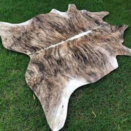 Brindle Tricolor 4Ft X Cowhide Rug, Tiger Print With Natural Hair On, Large Exotic Animal Area Bedroom Aesthetic Rugs - thumbnail 3