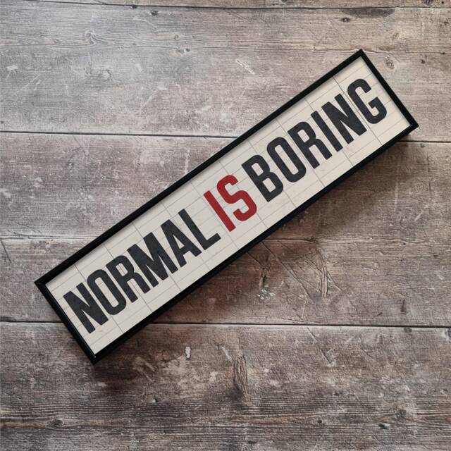 Normal Is Boring Sign - Billboard Style Retro Framed Metal Print Bar Wall Art Gallery Quirky - image 1