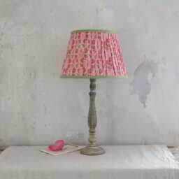 Pink Cotton Lampshade Only, & Green Floral Print Lamp Shade With Trim - Easy Fit Table Pleated - 40cm - thumbnail 4