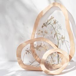 Asymmetrical Pressed Flower Frame - Wavy Pressed Flower Art Wall Decor Set Herbarium Botanical Framed Botanicals - thumbnail 3