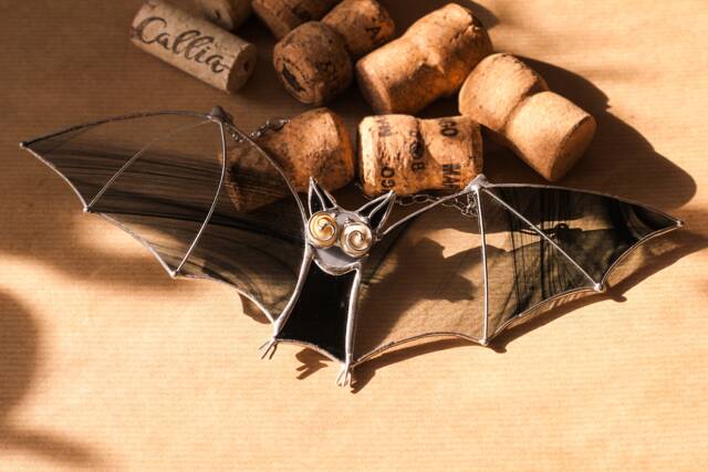 stained Glass Bat Suncatcher, Black Home House Decor, Window Wall Hangings Gift - image 1