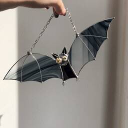 stained Glass Bat Suncatcher, Black Home House Decor, Window Wall Hangings Gift - thumbnail 4
