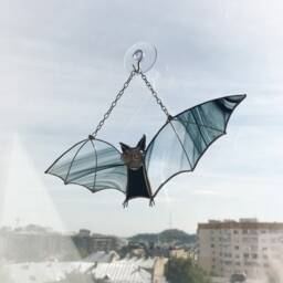 stained Glass Bat Suncatcher, Black Home House Decor, Window Wall Hangings Gift - thumbnail 2