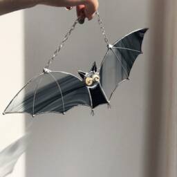 stained Glass Bat Suncatcher, Black Home House Decor, Window Wall Hangings Gift - thumbnail 3