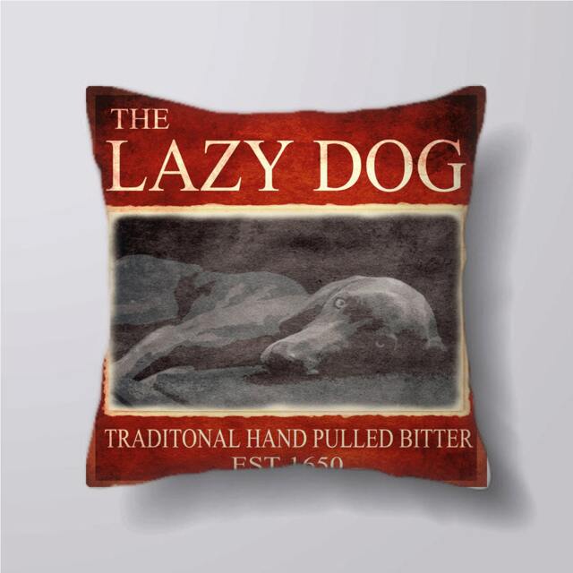 The Lazy Dog Traditional Hand Pulled Beer Bar Pub - Cushion Cover Case Or Stuffed With Insert - image 1