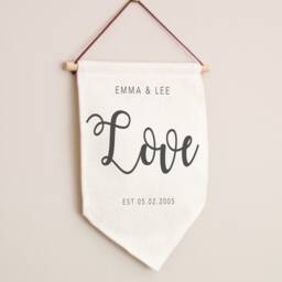 Personalised Linen Flag - New Home Gift Wedding Or Anniversary Gift Wall Banner Flag, Pennant Room Decor - thumbnail 2