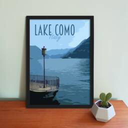 Lake Como Italy Travel Poster - Retro Style Art Print - thumbnail 1