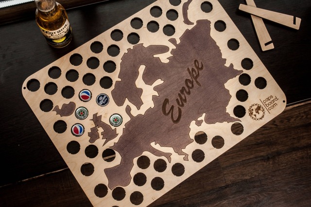 Beer Cap Map Of Europe Wood Bottle Holder, Bar Decor, Eco Gifts, Wall Art - image 1