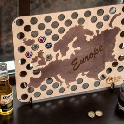 Beer Cap Map Of Europe Wood Bottle Holder, Bar Decor, Eco Gifts, Wall Art - thumbnail 2