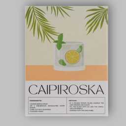 Modern Caipiroska Cocktail Recipe Kitchen Poster Canvas Wall Art Print Decor Picture Ready To Hang - thumbnail 1