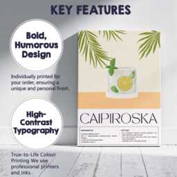Modern Caipiroska Cocktail Recipe Kitchen Poster Canvas Wall Art Print Decor Picture Ready To Hang - thumbnail 2