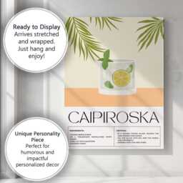 Modern Caipiroska Cocktail Recipe Kitchen Poster Canvas Wall Art Print Decor Picture Ready To Hang - thumbnail 3