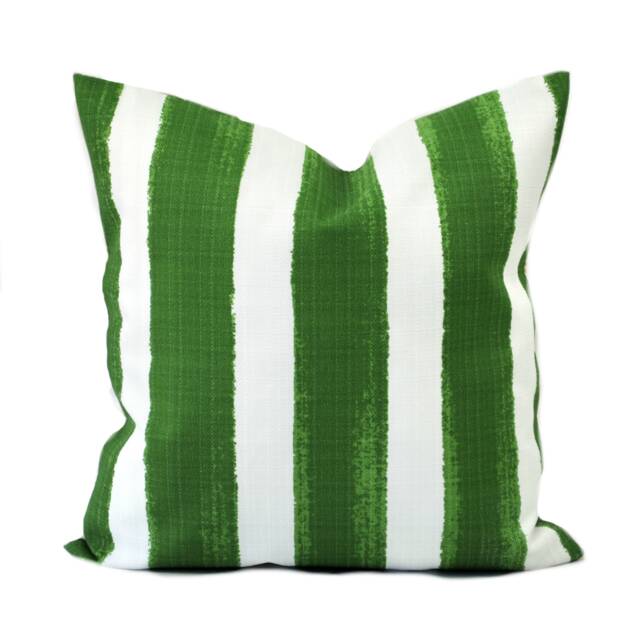 One Striped Outdoor Pillow Cover, Cushion, Decorative Throw Pillow, Dark Green Accent Hunters Green - image 1